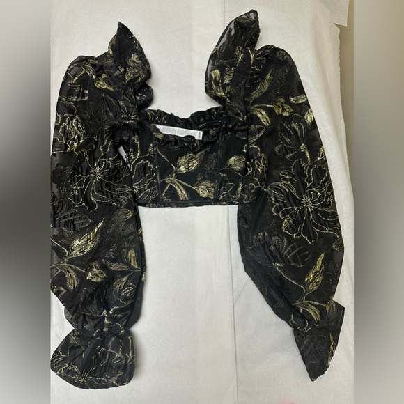 ASOS LUXE Curve jacquard sweetheart embellished top with long sleeves⭐️ - Picture 3 of 9